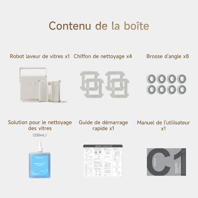 contenu voite Dreame C1 station
