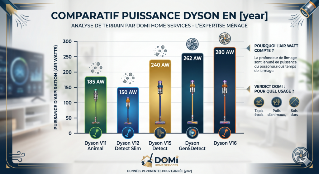 Graphique puissance Air Watts aspirateurs Dyson