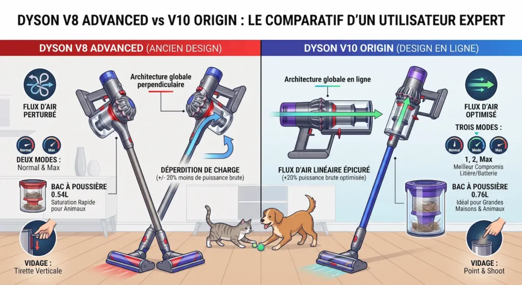 image d'illustration V10 Origin vs Dyson V8 Advanced
